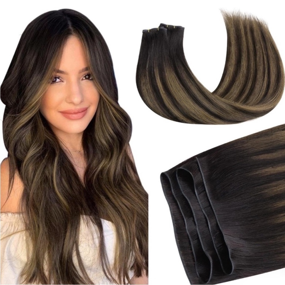 Goo Goo Dark Brown Chestnut Balayage Human Hair 20 Inch Sew In Hair Extensions